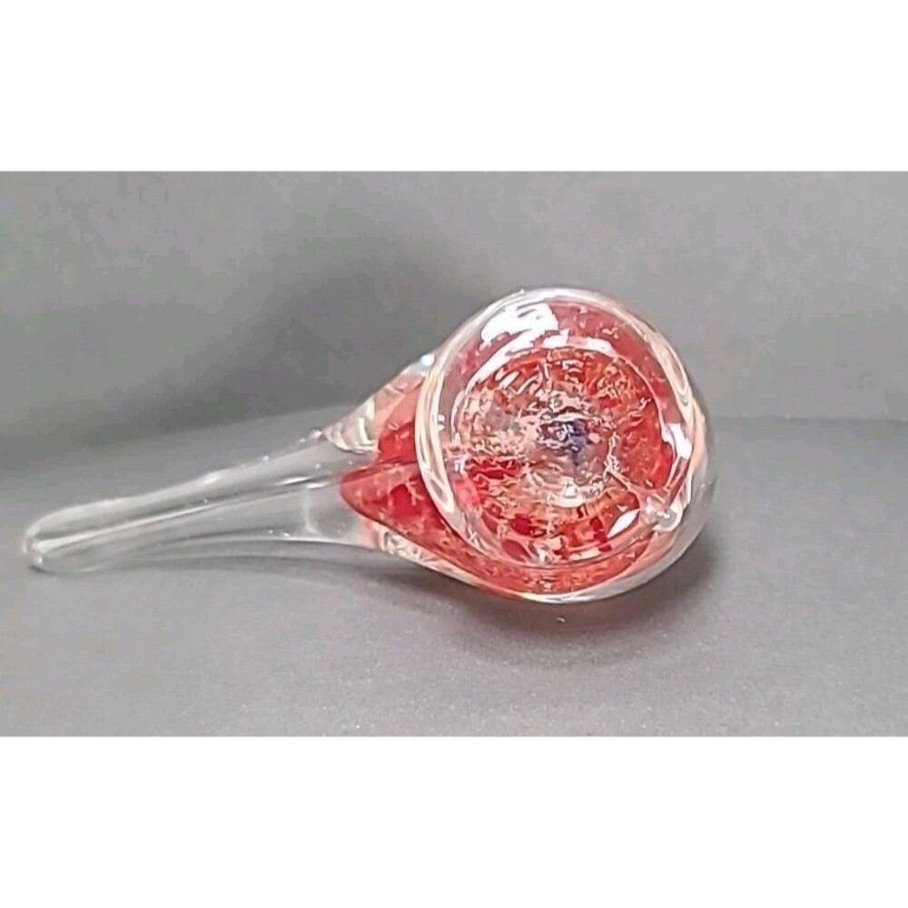 Vintage Red & Clear Art Glass Bird  Hand Blown Paperweight - Picture 5 of 6